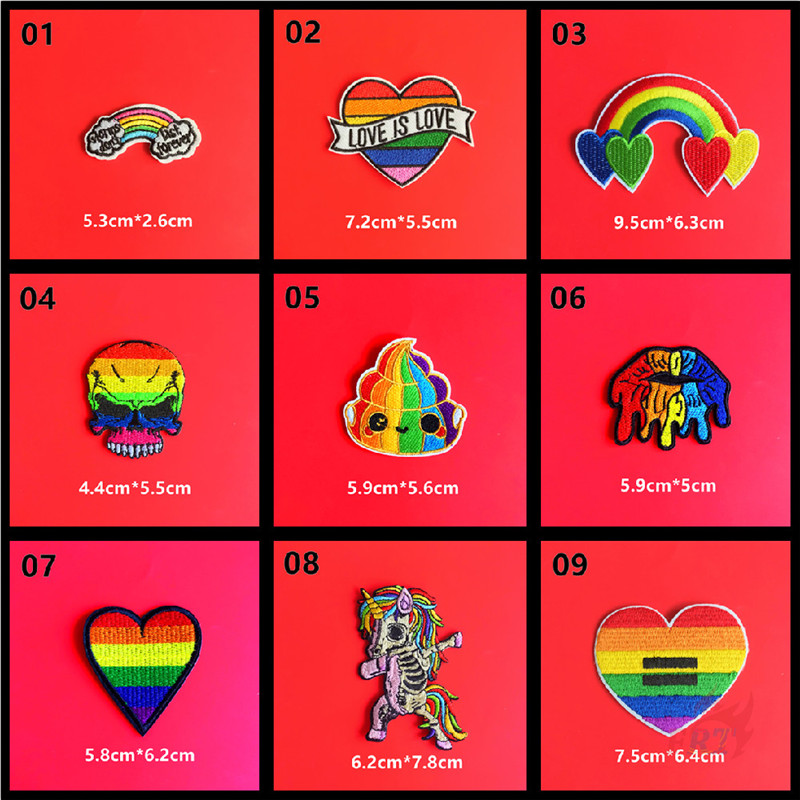 1 Miếng Dán Ủi Quần Áo Hình Đầu Lâu / Trái Tim / Đầu Lâu / Cầu Vồng