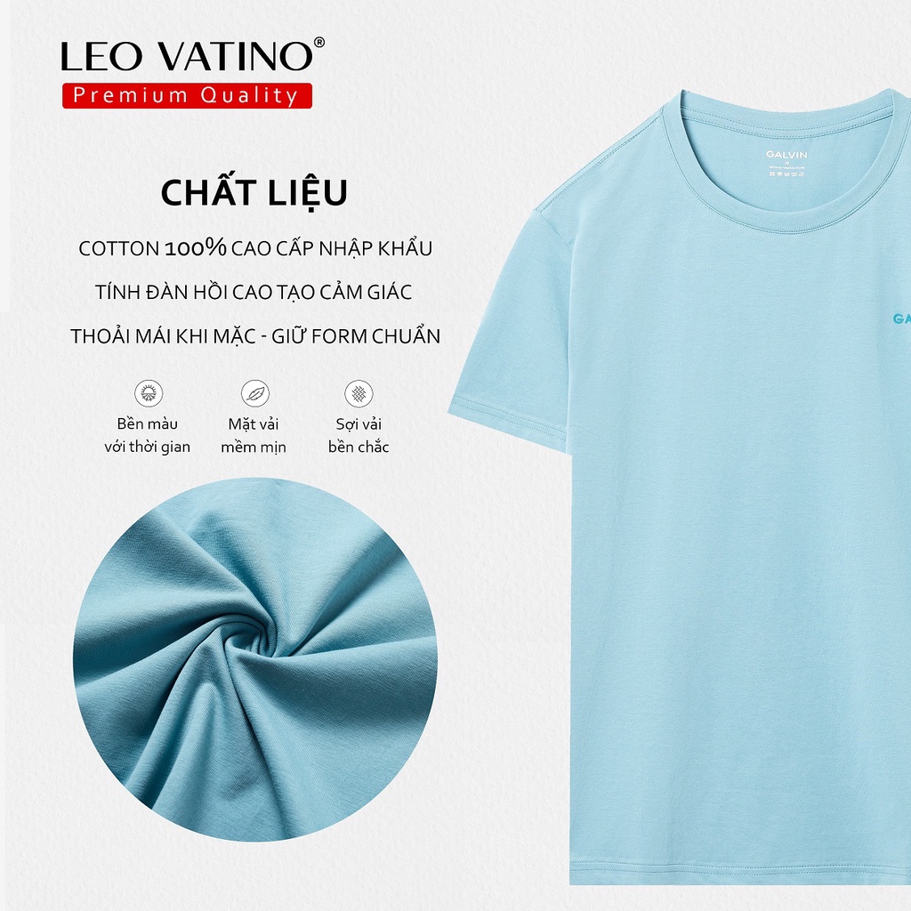 Áo thun cổ tròn nam Cotton USA Galvin chính hãng logo cao su bộ nhiều màu co giãn tay ngắn APGV38 - GALVIN STORE