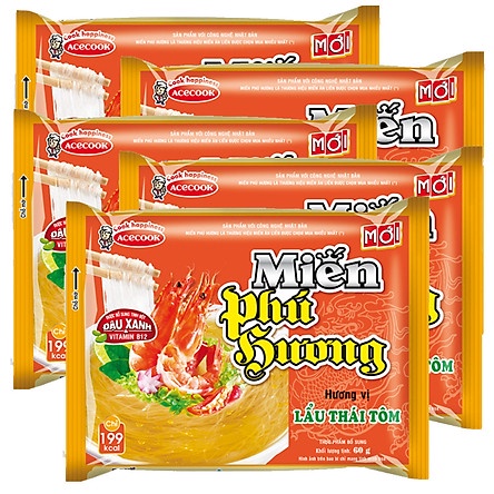 (Mẫu mới) Miến Phú Hương vị lẩu Thái tôm gói 60g.