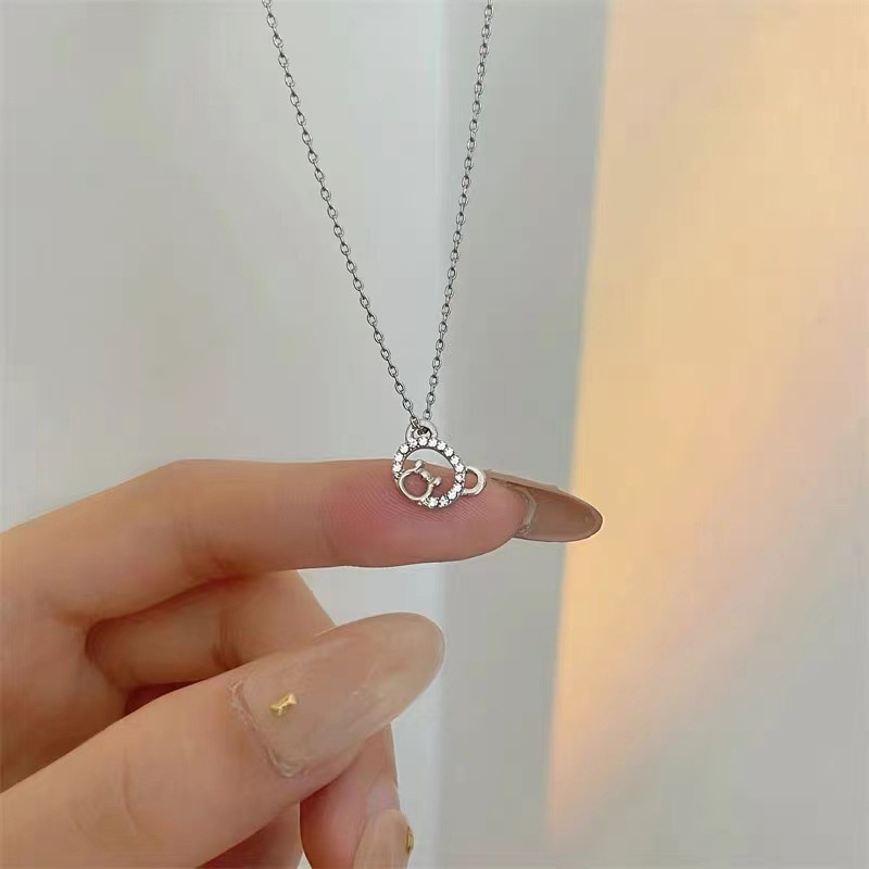 Dây chuyền kim cương gấu rỗng thời trang dễ thương thời trang Hàn Quốc