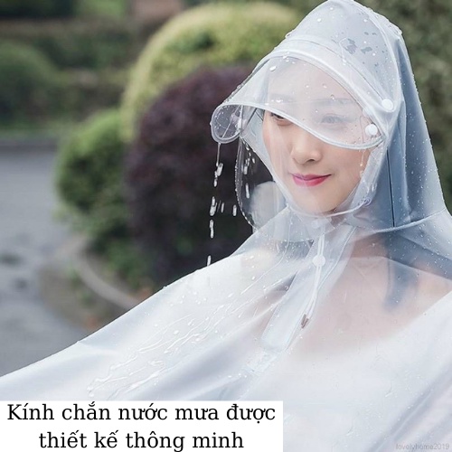 Áo mưa trong suốt có kính che mặt, Áo mưa Hàn Quốc1 đầu và 2 đầu có kèm chụp gương dài rộng, chất liệu dày dặn siêu bền