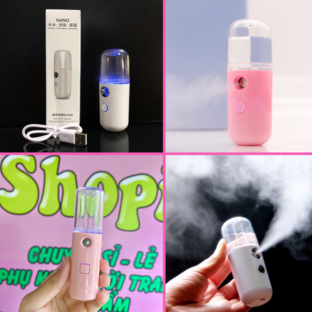 Máy phun sương xông hơi mặt NaNo mini cầm tay hỗ trợ dưỡng da cấp nước tối đa