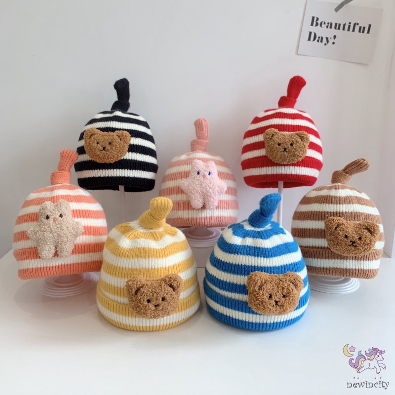 Mũ Len Giữ Ấm Thu Đông Hàn Quốc Dễ Thương Cho Bé