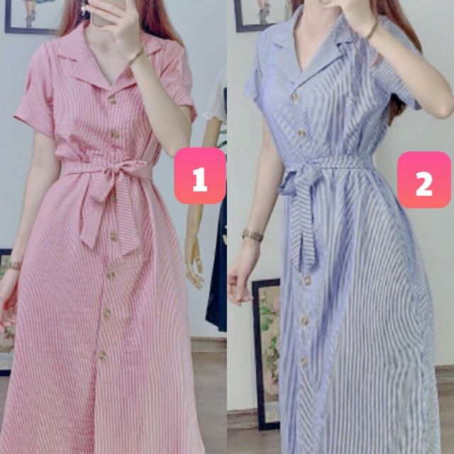 Tiếp tục Váy .......Váy kẻ cổ vest dáng vintage.... auto biến thân hình bánh mì thành eo bé tẹo luôn nha các chị em nh