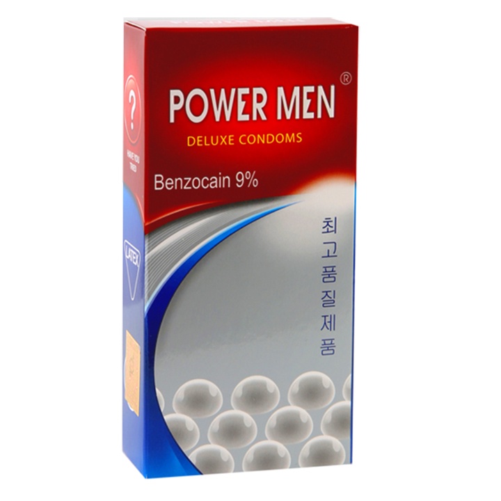 Bao cao su gân gai POWER MEN tăng khoái cảm kéo dài thời gian chống xuất tinh sớm gel bôi trơn bcs có gai