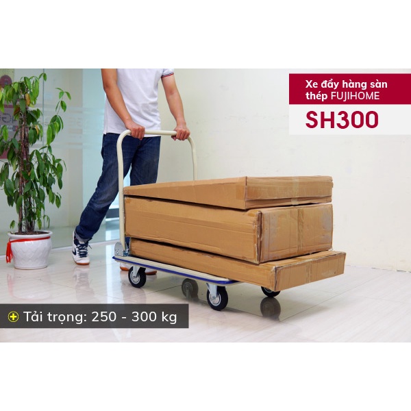 Xe đẩy hàng 4 bánh gấp gọn 150kg-300kg nhập khẩu CN Nhật Bản FUJIHOME- xe kéo xếp hàng sàn sắt giá rẻ bảo hành 12 tháng