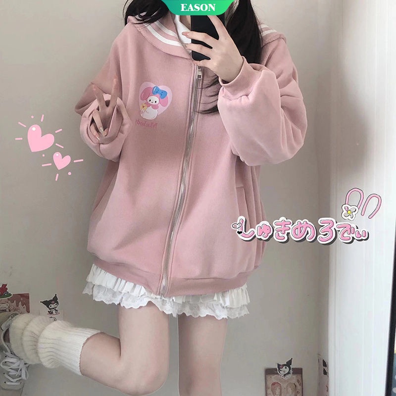 Áo Khoác Cổ Thủy Thủ Dáng Rộng Mềm Mại In Họa Tiết Hoạt Hình Sanrio Cinnamoroll Dễ Thương Thời Trang Xuân Hè Cho Nữ