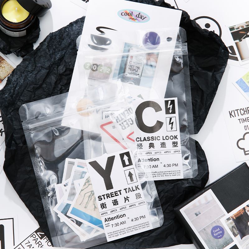 Set 40 Miếng Dán Trang Trí Sổ Tay Phong Cách Ins Đường Phố