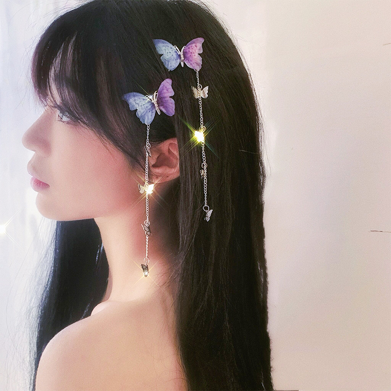 BUTTERFLY 1 Cặp Kẹp Tóc Kim Loại Hình Bướm 3d