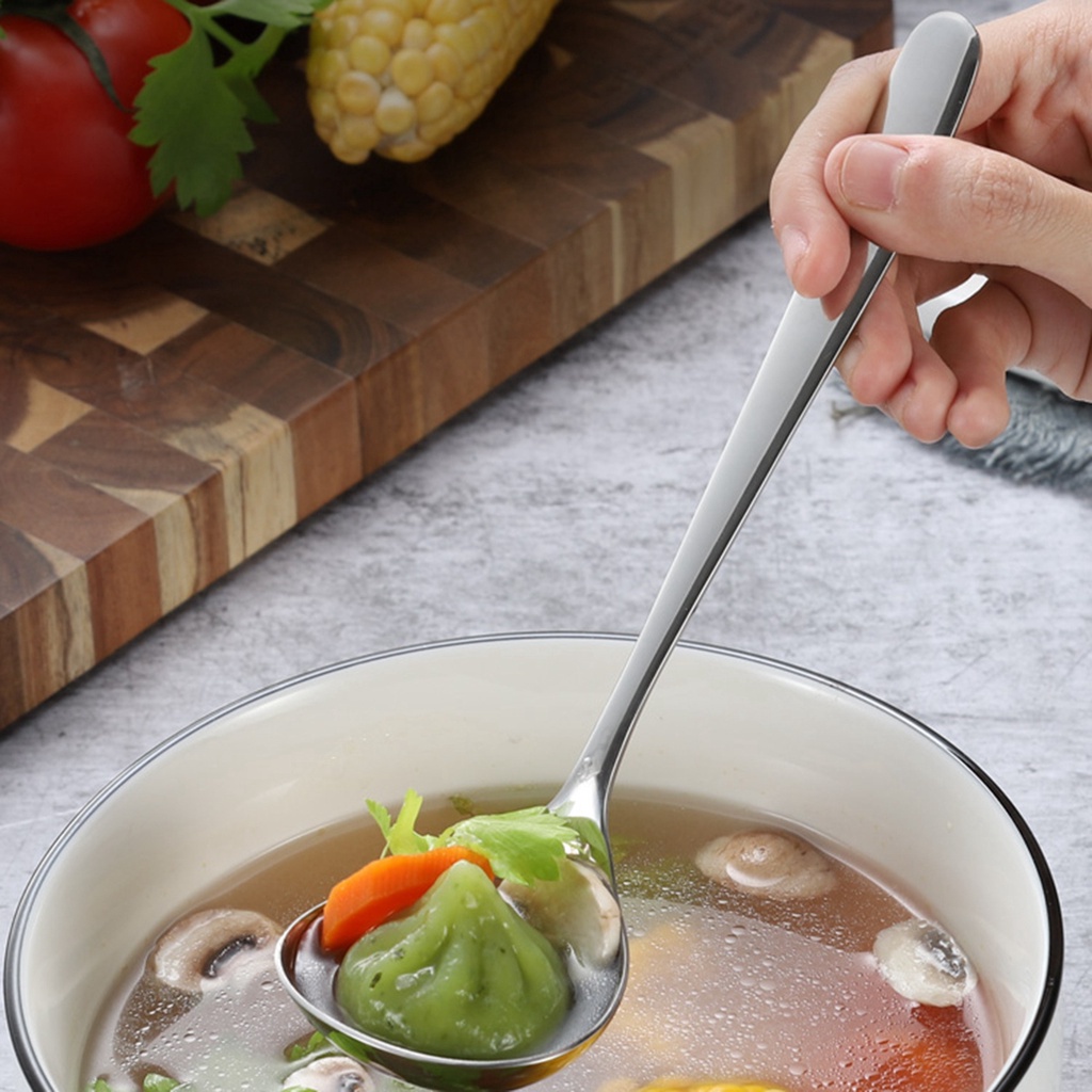 MXMIO Restaurant Soup Spoon Hotel Tableware Dinner Scoop Kitchen Tool Cooking Creative Stainless Steel Dining Hot Pot Soup Ladle