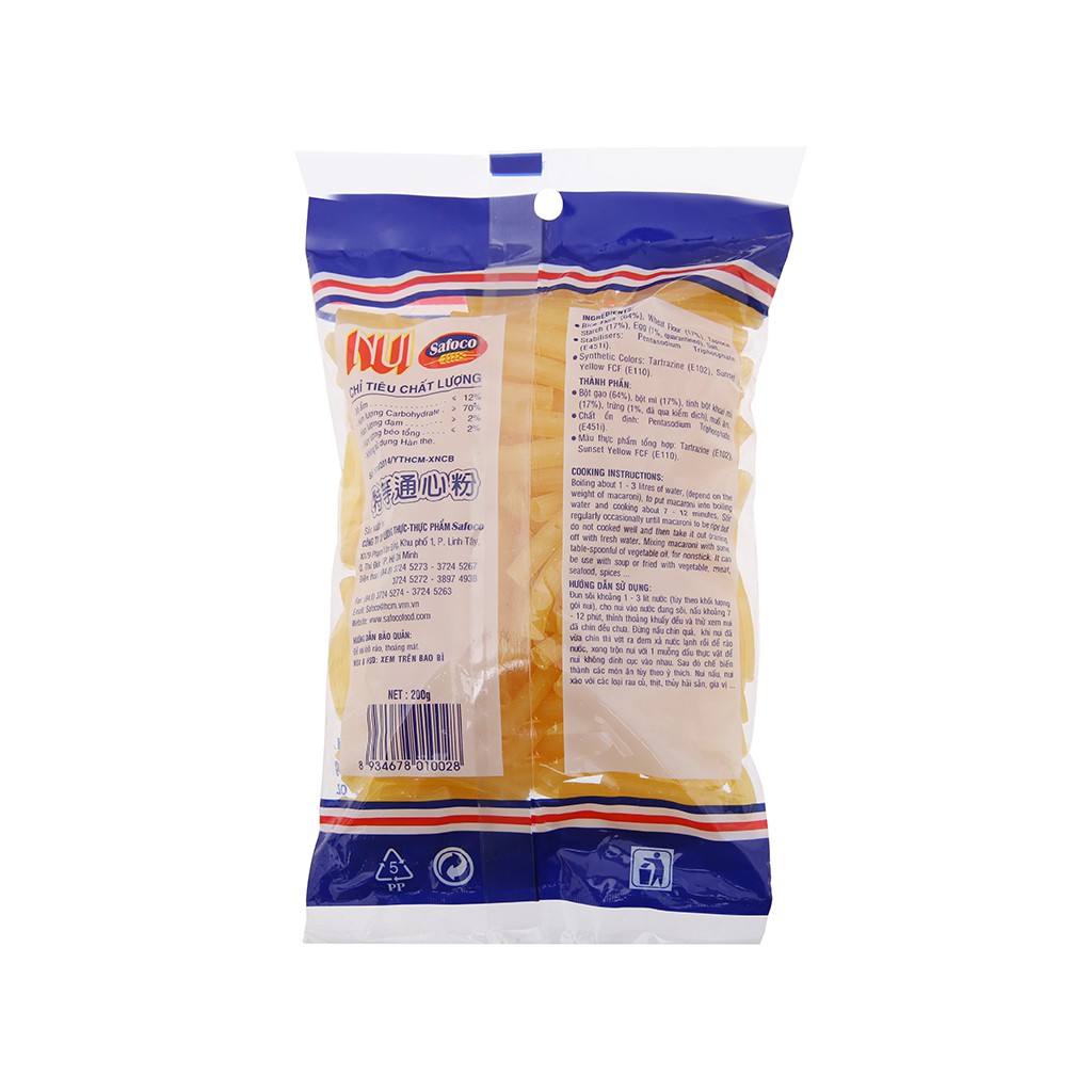 Nui ống lớn Safoco gói 200g