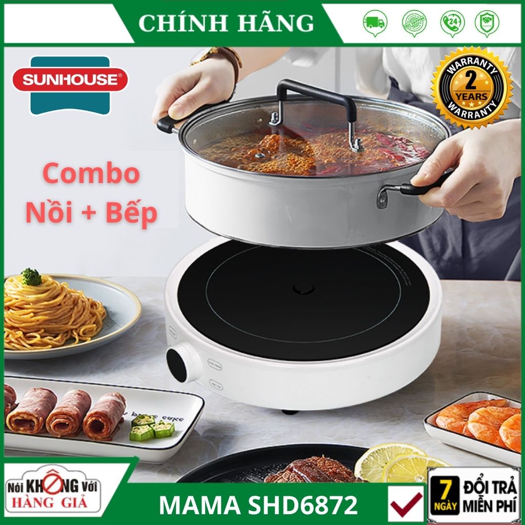 Bếp điện từ đơn Sunhouse Mama SHD6872 - tặng nồi bếp từ cao cấp , bếp điện mini cảm ứng chịu nhiệt 9 mức công suất