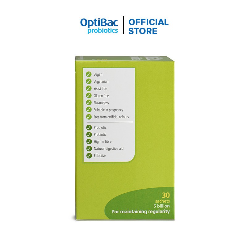 OptiBac Probiotics For Maintaining Regularity - Men vi sinh bổ sung chất xơ (hộp 10 gói/30 gói)