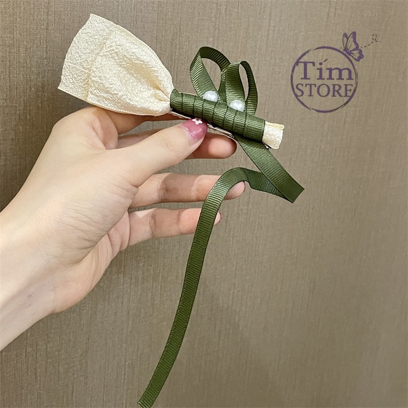 Kẹp tóc ruy băng handmade cao cấp TÍM STORE phong cách cô dâu vintage