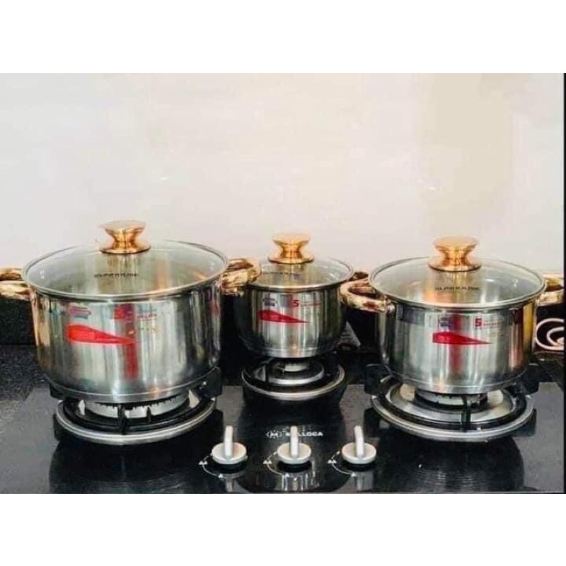 Bộ 3 Nồi Inox 5 Đáy SH781 Size 16-20-24cm hàng chính hãng