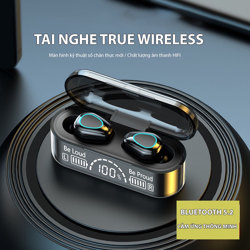 Tai Nghe Bluetooth V5.2 F11S Floveme, Chống Nước IPX7, Cảm Ứng, Siêu nhỏ gọn, Hỗ Trợ Đàm Thoại, Màn Hình Hiển Thị.