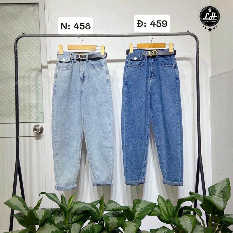 Quần baggy jeans nữ 1 túi đắp màu xanh nhạt (MS58)