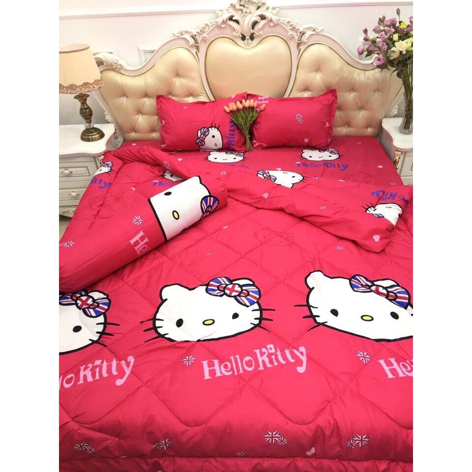 Set 5 Chăn Phao Ga Gối Cotton Poly Mẫu HELLO KITTY Cute Đàng Yêu.Phù Hợp Cho Các Bé Gái.Changahn Shop