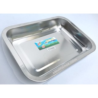 Khay inox 20x27 sâu 5cm - đựng thức ăn, đựng đồ, bưng bê