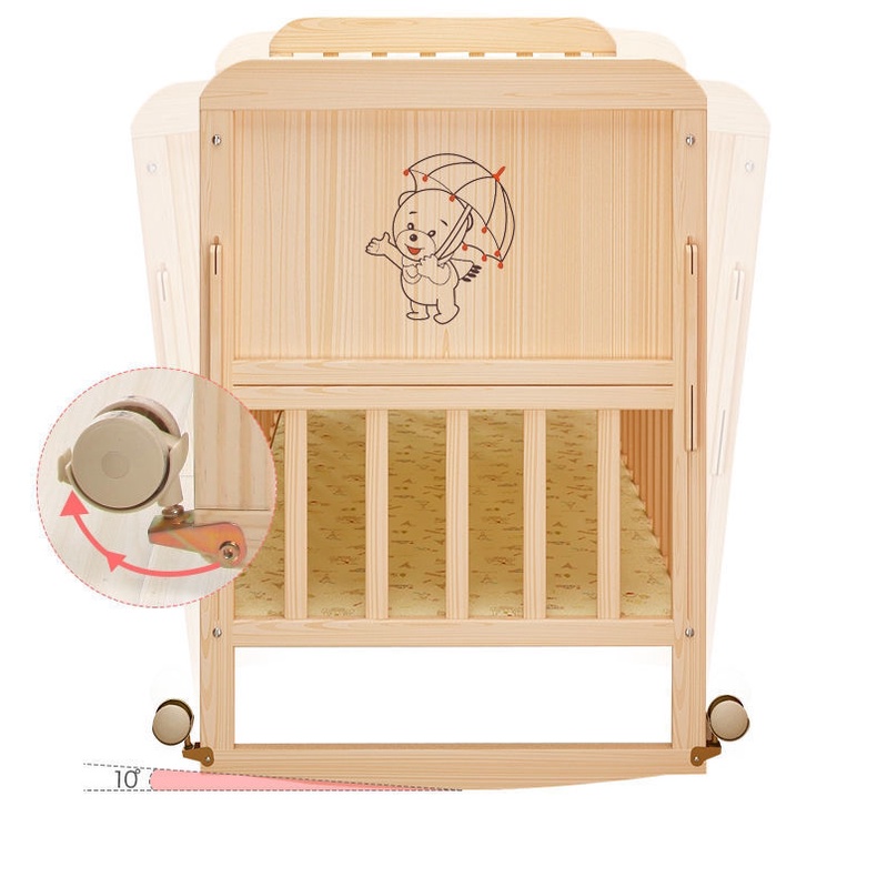 Cũi Gỗ Cho Bé, Đa Năng Ghép Cạnh Giường Bố Mẹ, Kích thước 105x60x90cm