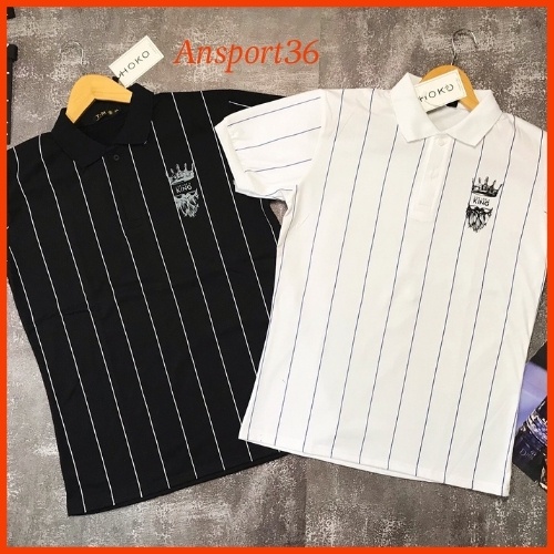 Áo thun cổ trụ SỌC DỌC, vải cotton 65/35, kiểu dáng trẻ trung dễ phối đồ của Ansport36