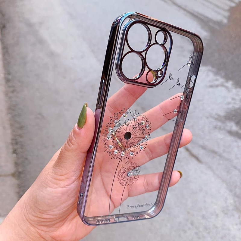 Ốp REALSKY đính đá hoa bồ công anh ip14/ip14 pro/ip14 pro max