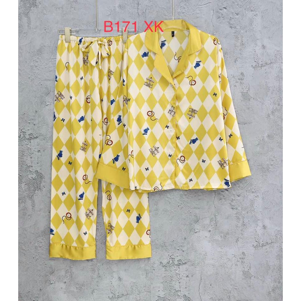 [Hàng Sẵn chuyên Sỉ] b171 bộ đồ ngủ pijama QCCC tay dài quần dài, chất siêu đẹp, in hình siêu xinh.