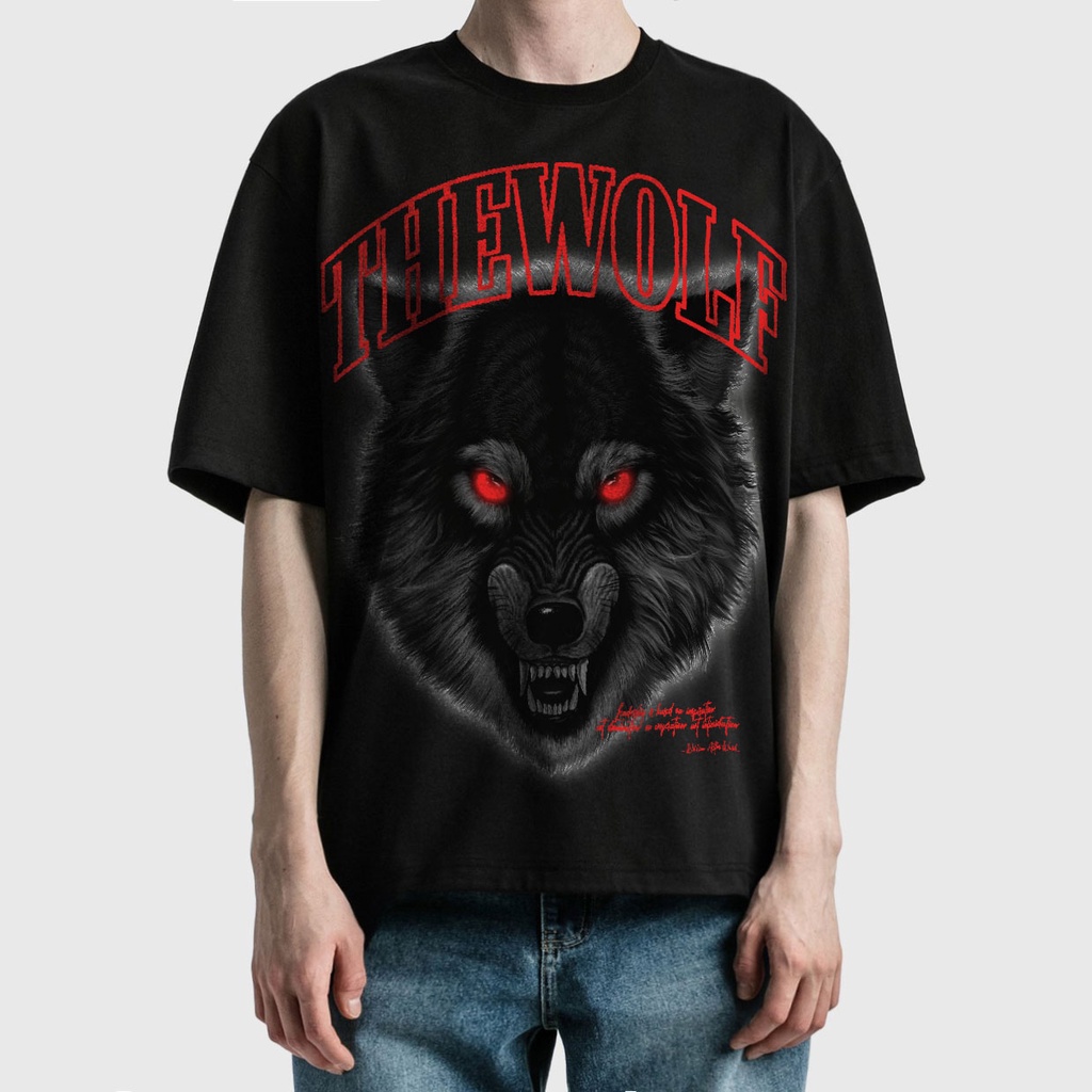 BLANK | Áo Thun WOLF Tay Lỡ Unisex - Đen/Trắng Cổ Tròn