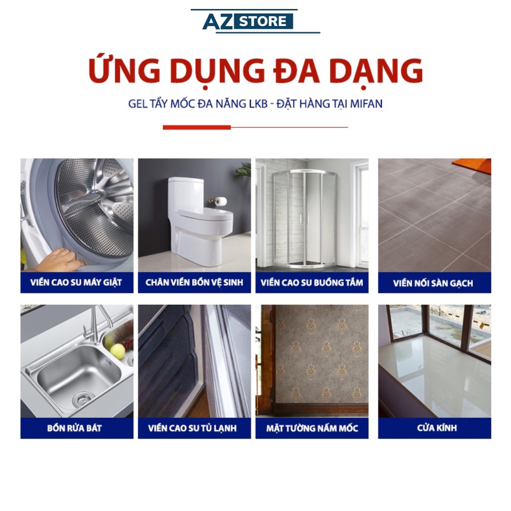 Keo tẩy mốc chân tường đa năng, nước tẩy trắng - AZ Store