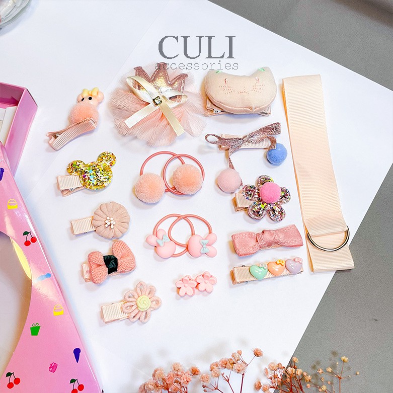 Set cột tóc, kẹp tóc 18 chi tiết mẫu xinh xắn , so cute cho bé gái - Culi accessories