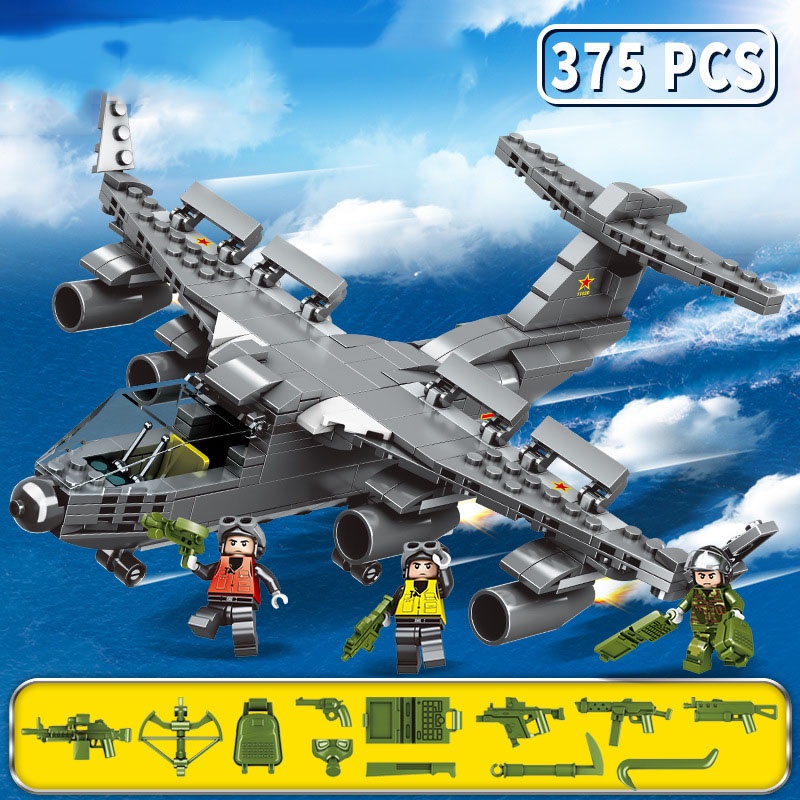 375 Chi Tiết – Bộ Đồ Chơi Lắp Ghép Mô Hình Lego Máy Bay Trực Thăng, Lắp Ráp Mô Hình Tàu Bay Chiến Đấu
