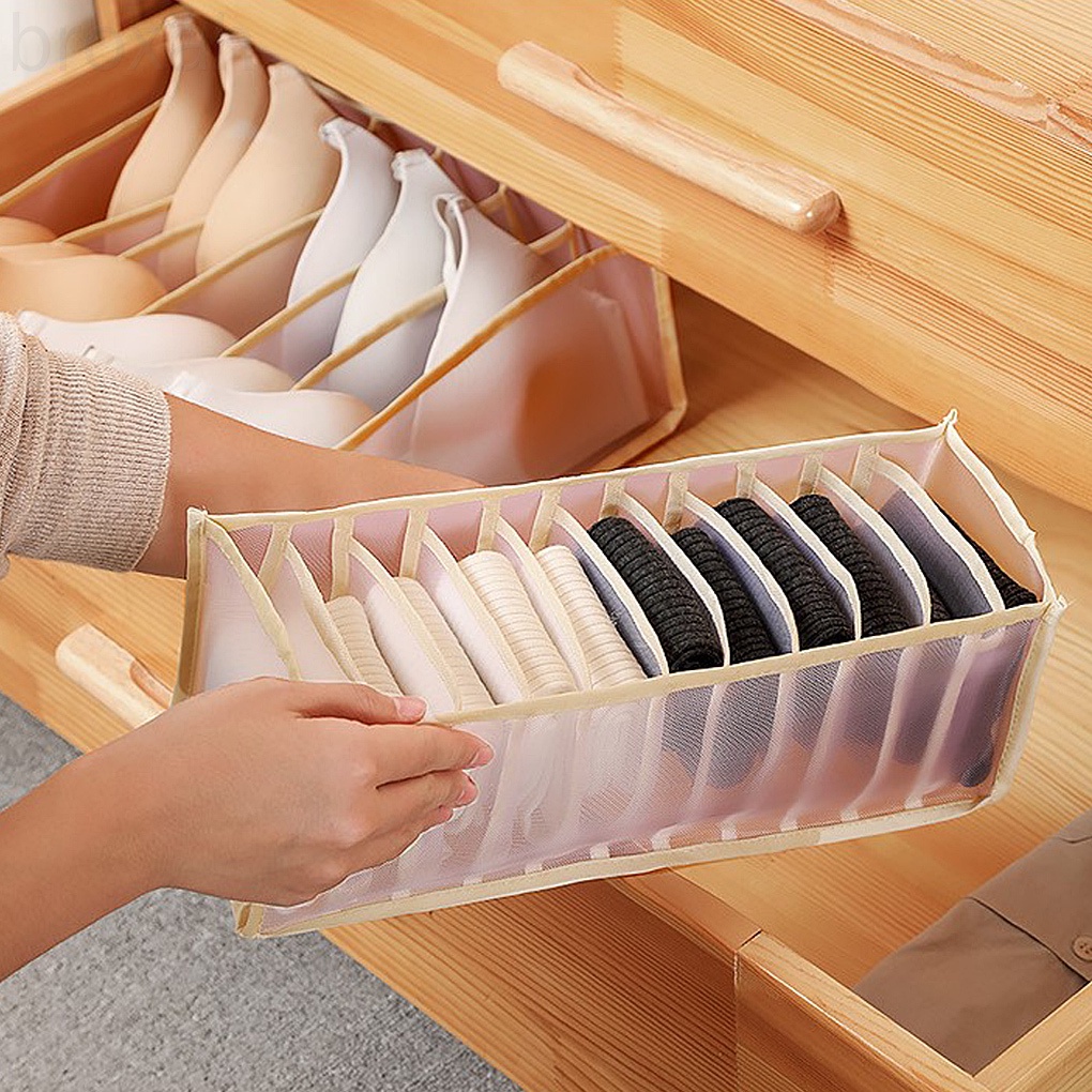 Hộp đựng đồ lót/ vớ bằng vải lưới nylon có thể gấp gọn tiện lợi cho gia đình