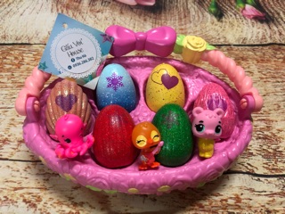 Giỏ Hoa Nơ Hồng Hatchimal Đặc Biệt