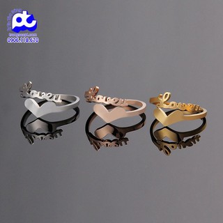 Nhẫn titan nữ freesize chữ Love cách điệu tim cao cấp thép không gỉ titanium