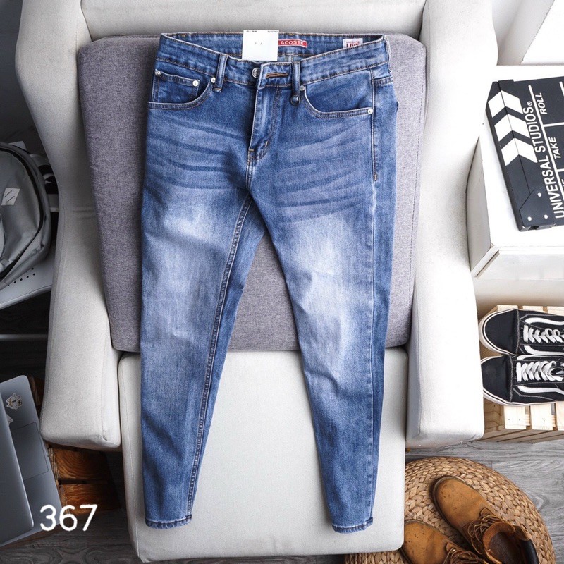 Quần Jean Nam SLIMFIT xuất xịn màu xanh trơn co giãn ống đứng