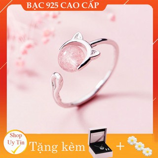 [VIDEO THẬT] Bạc Ý Cao Cấp Nhẫn Tay Bạc Mèo Đá Hồng S925 - Chuỗi Shop Trang Sức Daisy Free Ship Giao Hàng Nhanh 4h