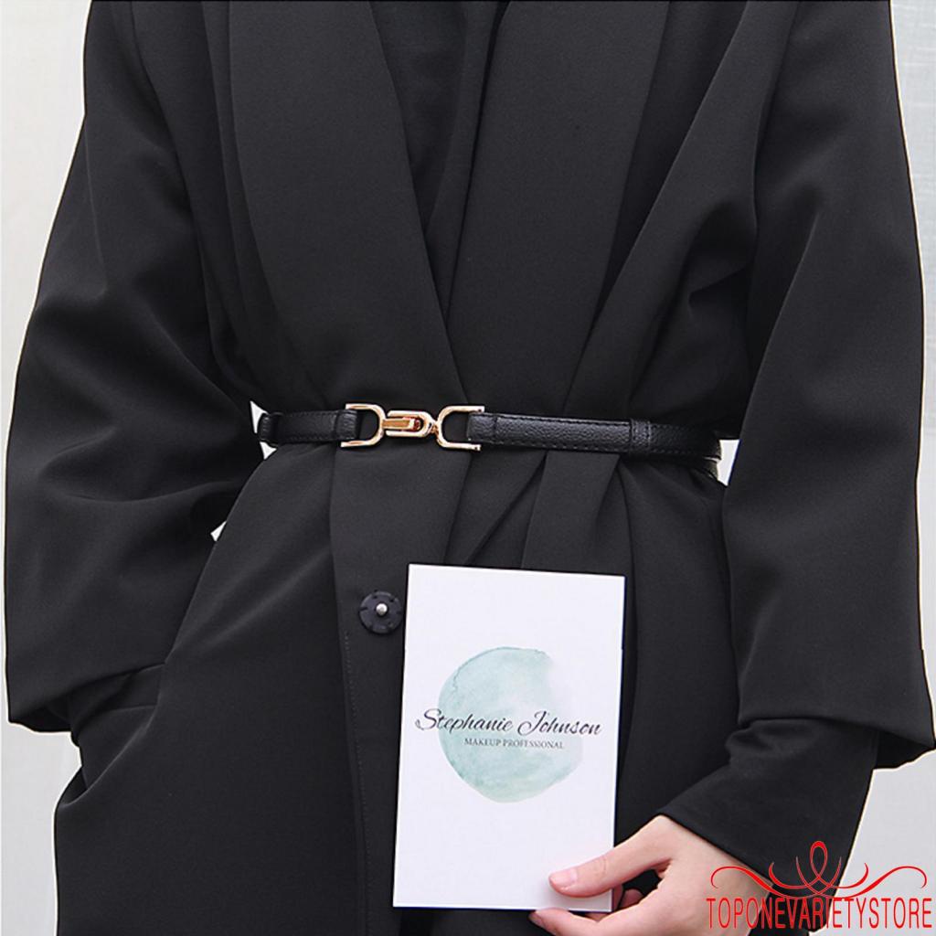 Thắt lưng nữ giả da màu trơn có khóa kim loại thời trang