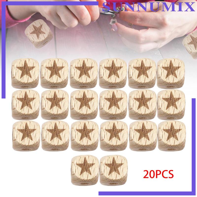 Set 20 Hạt Gỗ Vuông Lỗ Lớn Làm Trang Sức Thủ Công