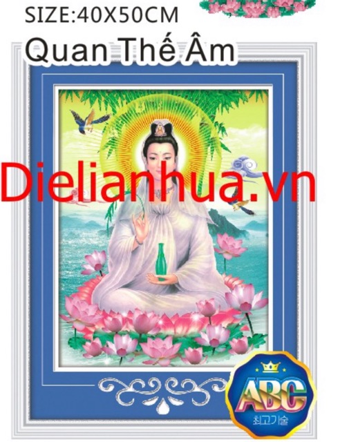 Tranh đá phật quán âm bồ tát đã hoàn thành size 40*50 cm