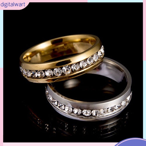 Nhẫn thép titan đính đá thời trang cho cặp đôi