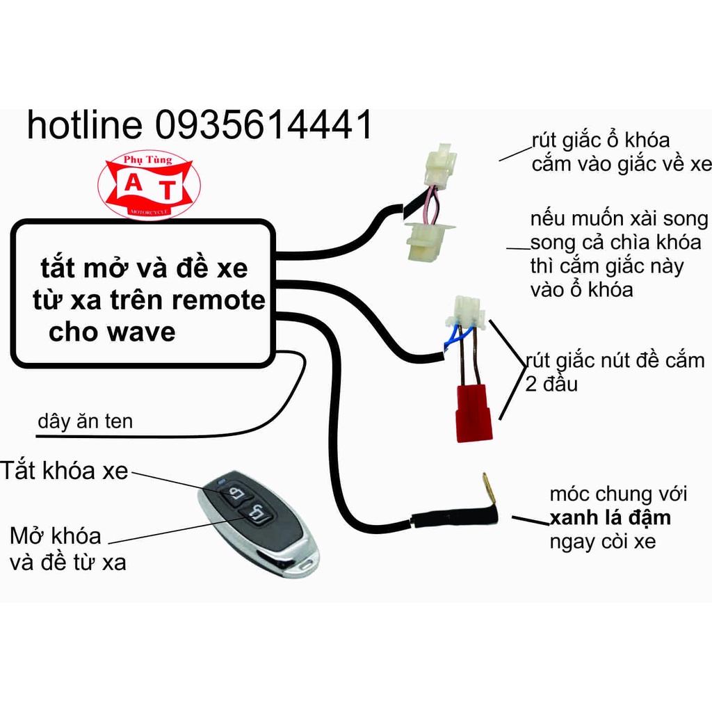 Bộ Mạch Tắt Mở Máy và Đề Xe Từ Xa xe Wave Nhỏ Wave Thái