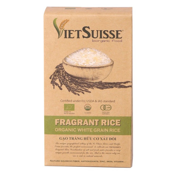 Gạo trắng xát dối hữu cơ VietSuisse 1kg
