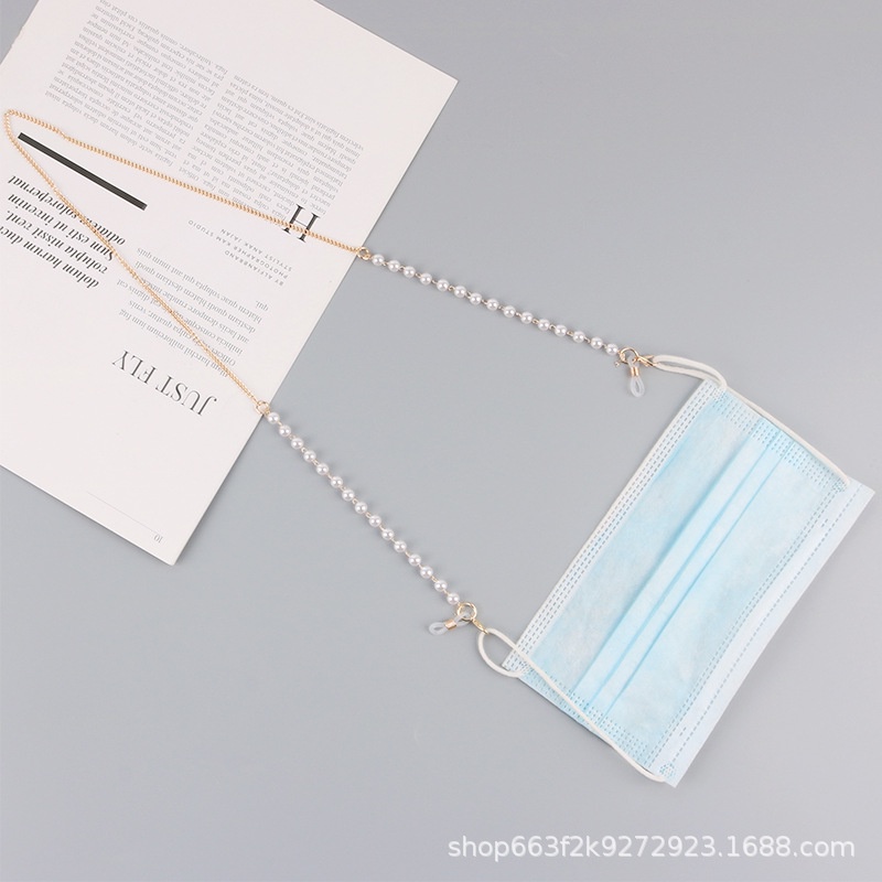 Dây đeo khẩu trang chuỗi hạt ngọc thủy tinh nhiều họa tiết sang chảnh KT6