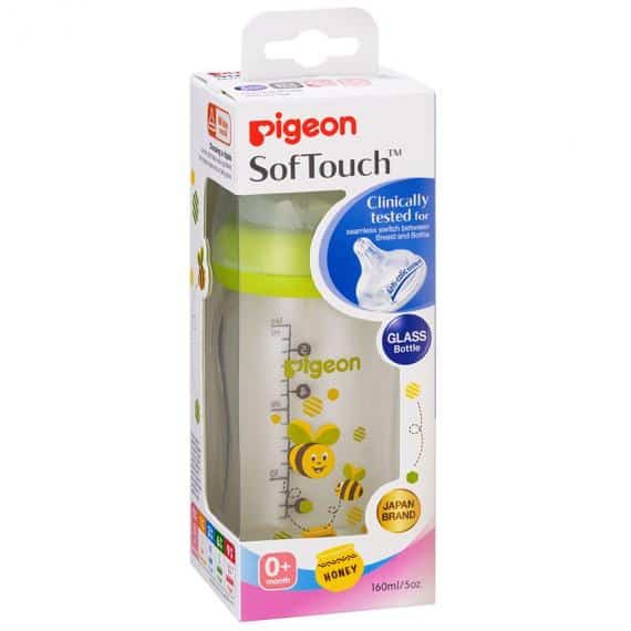 Bình sữa thủy tinh cổ rộng Pigeon Plus 160ml