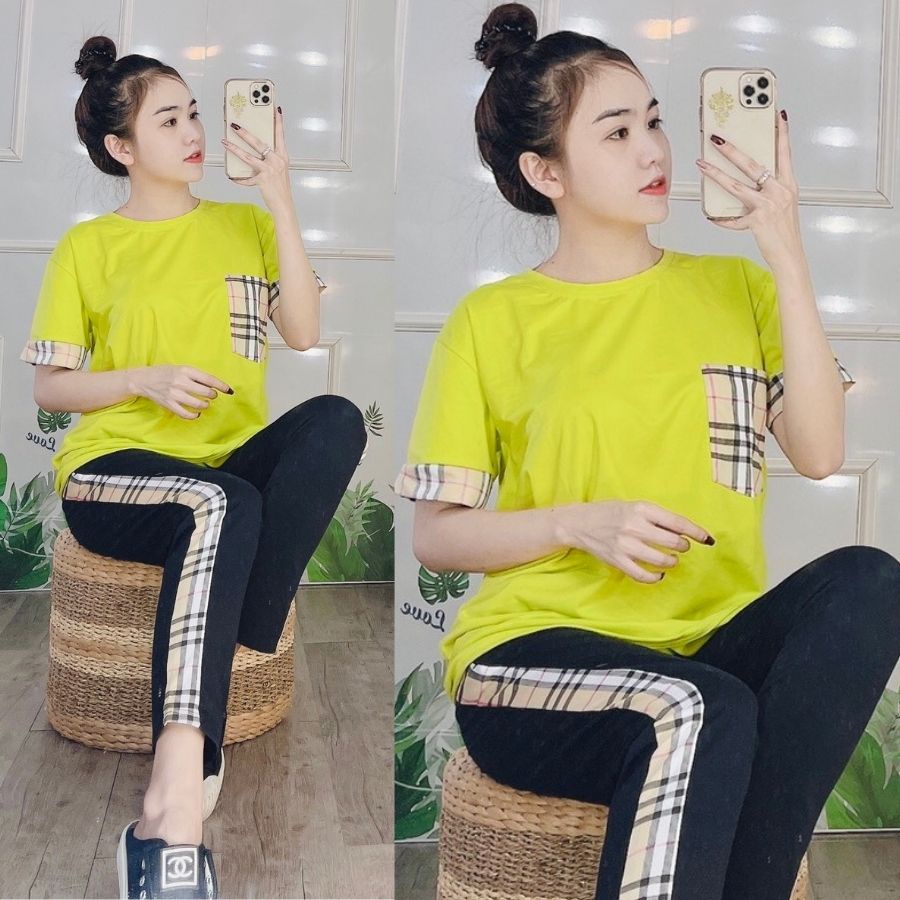 Đồ bộ nữ đồ bộ mặc nhà ngủ thể thao thun cotton bigsize quần dài đẹp dễ thương cute Đồ bộ nữ trung niên ESHOP  DB15