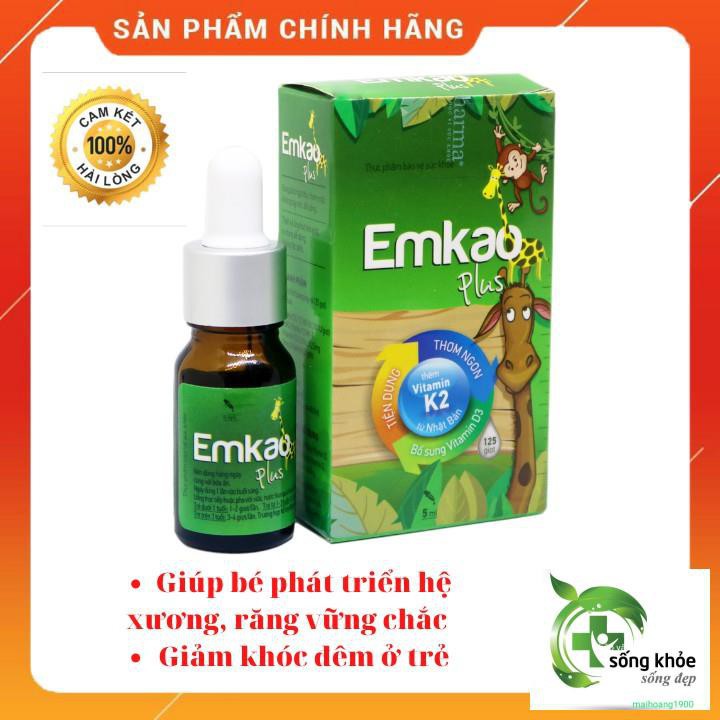 [Date 10-2023] Vitamin D3 kết hợp Vitamin K2 và MK7 - Emkao Plus cho bé từ sơ sinh