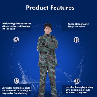 GY▲Outdoor Camouflage Adult Raincoat Suit Poncho Motorcycle Hiking Rainwear Suits