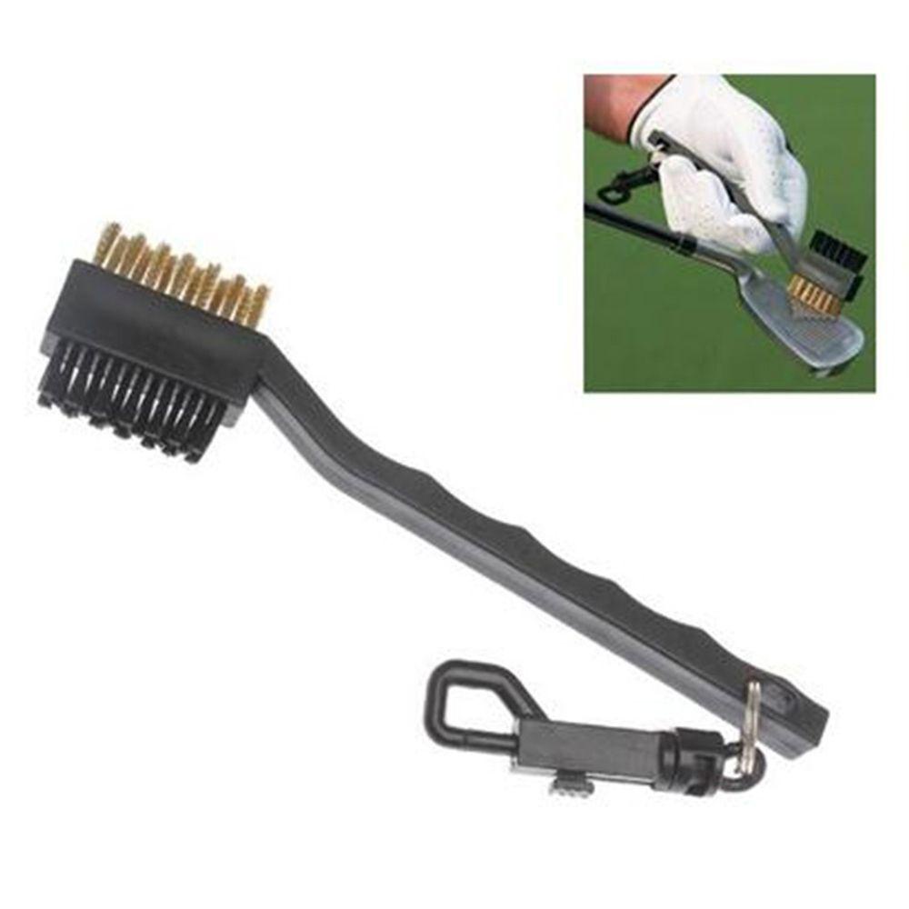 Bàn Chải Nylon Đánh Golf 2 Mặt Màu Đen Gọn Nhẹ Kèm Kẹp Tiện Dụng