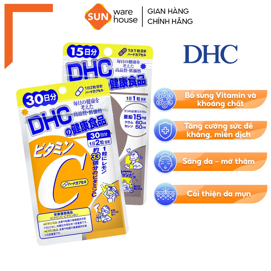 Combo Viên Uống DHC Vitamin C Và DHC Kẽm ZinC Hỗ Trợ Tăng Đề Kháng, Làm Đẹp Da 30 Ngày Uống | BigBuy360 - bigbuy360.vn