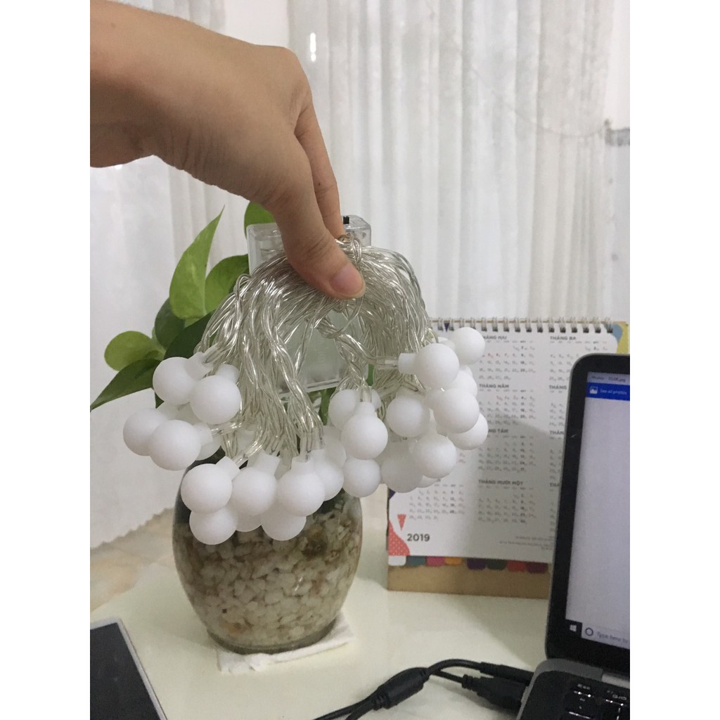 Đèn Led 2 Chế Độ Chớp Nháy Và Đứng Yên Xài Pin 6M 40 Bóng Đèn Cherry Ball Trang Trí Tiệc Noel Lễ Tết Phòng Ngủ | BigBuy360 - bigbuy360.vn